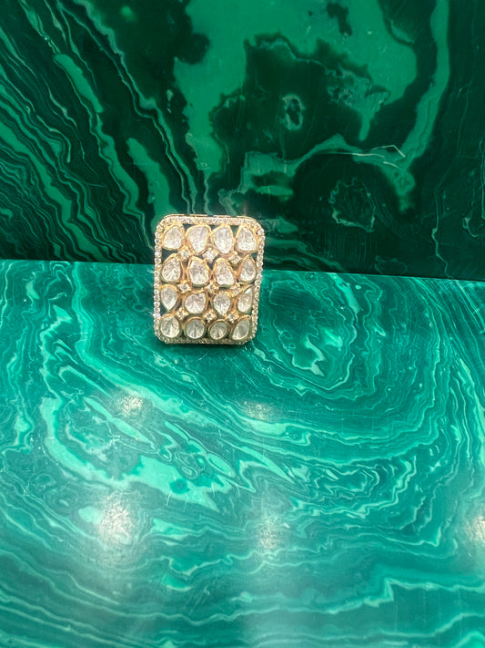 Rectangular polki ring