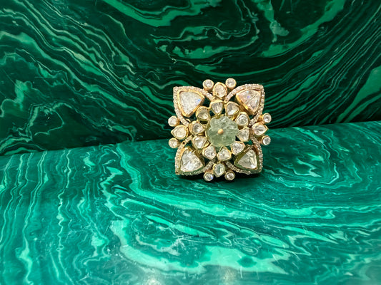 Pumpkin stone polki star ring