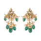 Flower long green hanging earrings