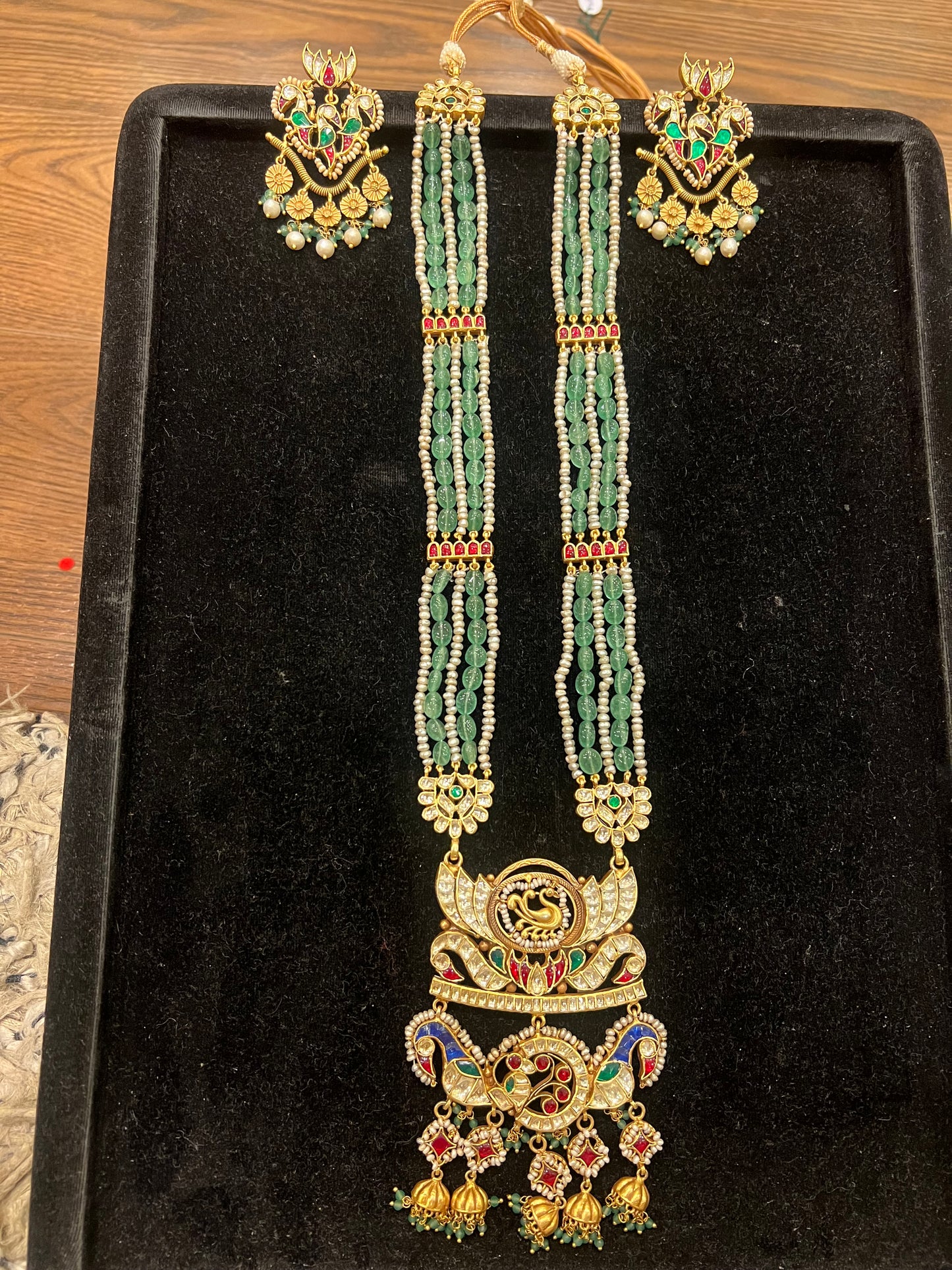 Peacock long chain with earrings