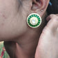 Green round polki studs