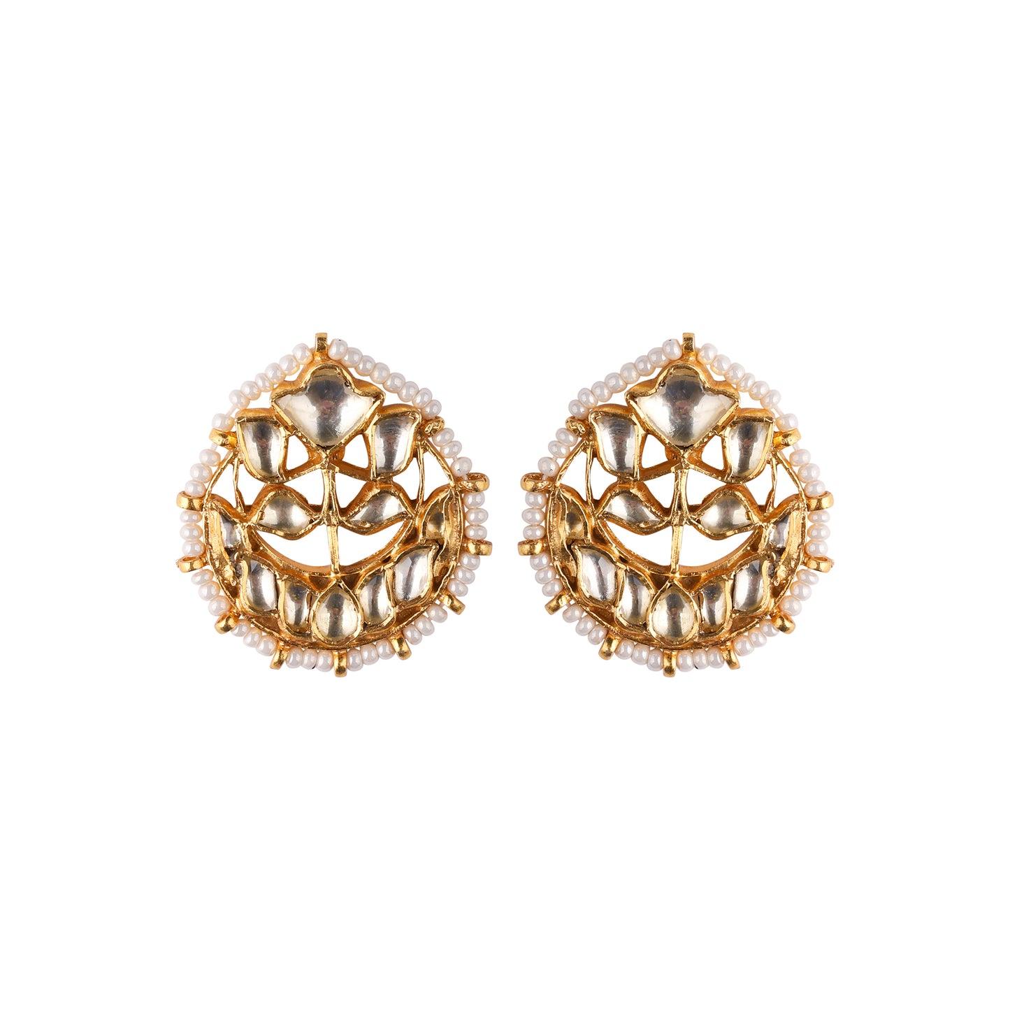 Drop shape flower motif studs