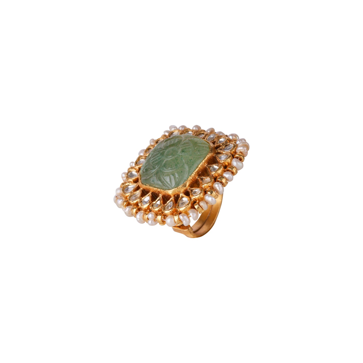 Carved emerald ring