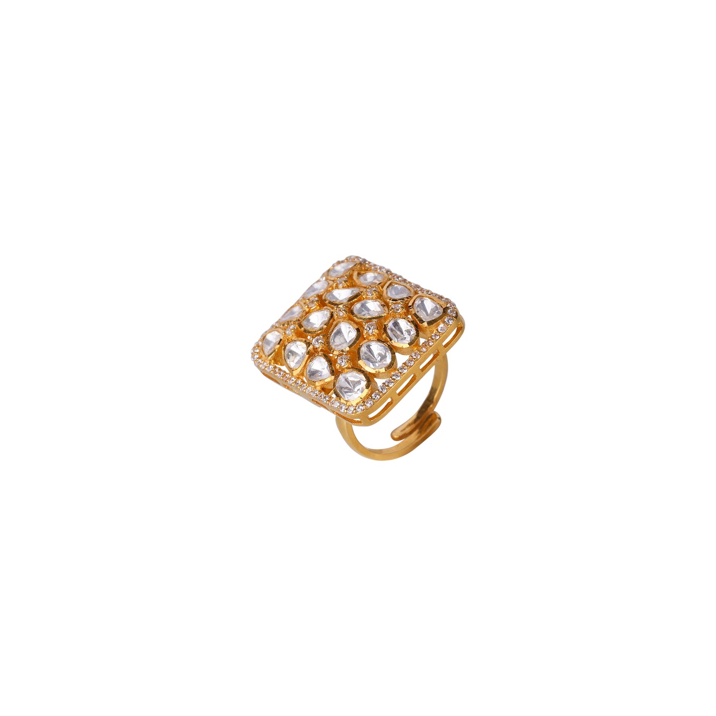 Rectangular polki ring