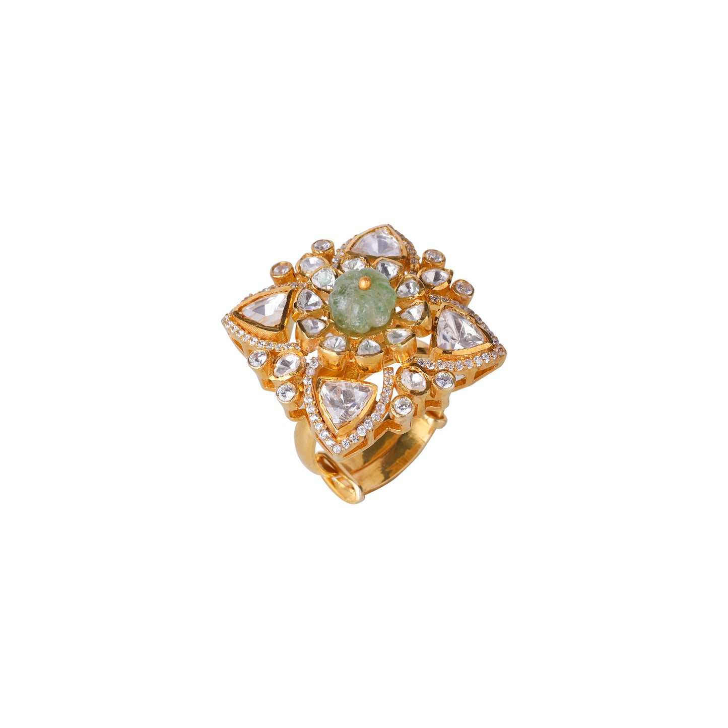 Pumpkin stone polki star ring