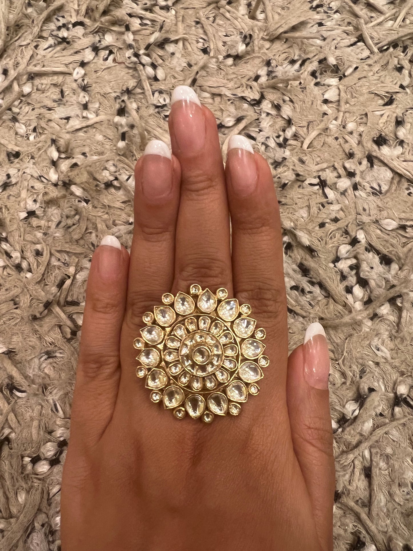 Big size flower polki ring