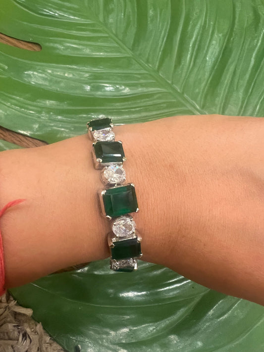 Square emerald tennis bracelet