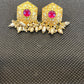 Hexagon Gold Red Ruby Polki Studs