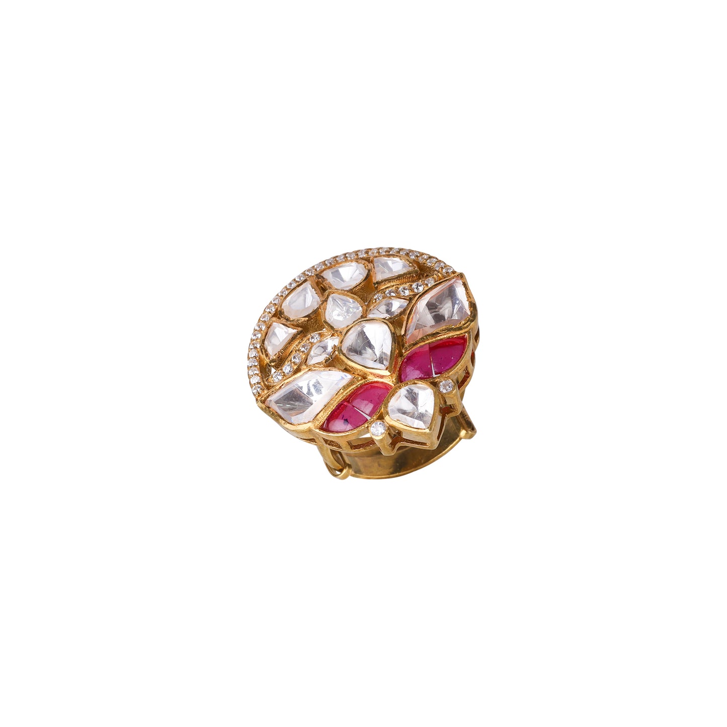 Round ruby fancy polki ring