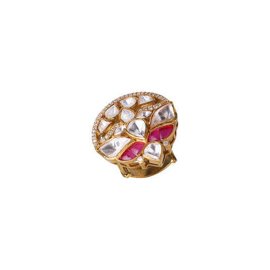 Round ruby fancy polki ring