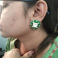 Green polki flower earrings