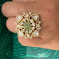 Pumpkin stone polki star ring