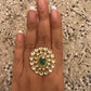 Oval 3D emerald polki ring