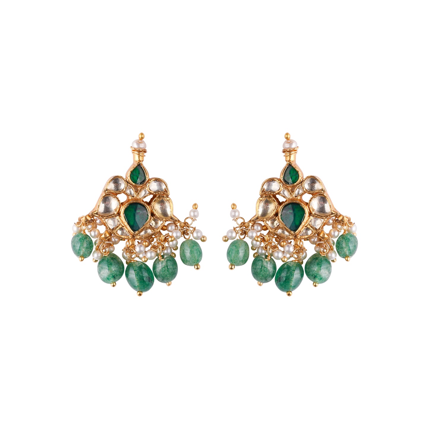 Green motif earrings