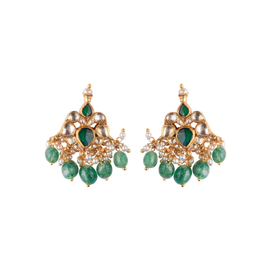 Green motif earrings