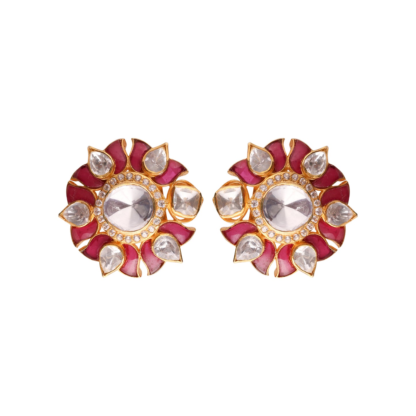 Red lotus polki studs