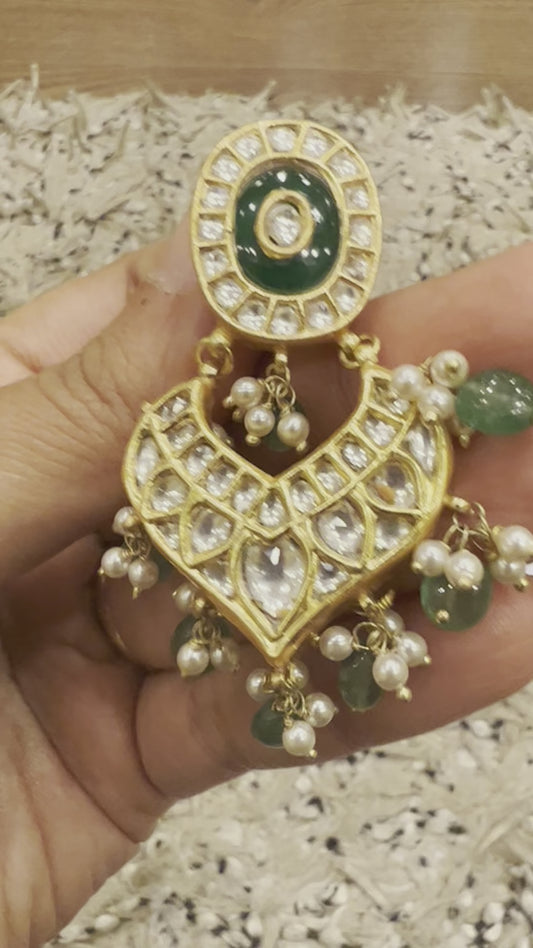 Green Kundan Chandbali