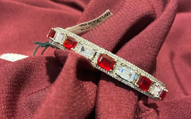 Red Semi-precious stone Swarovski bangle