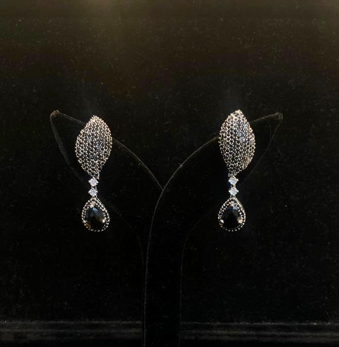 Fancy Cocktail Swarovski Black Drop Earrings