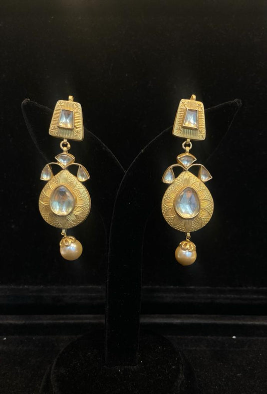 Gold Dangler Polki Earrings