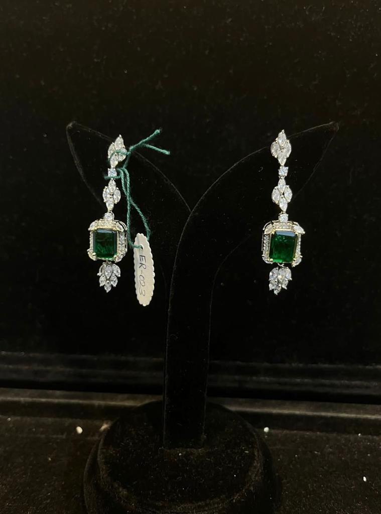 Emerald Long Swarovski Earrings