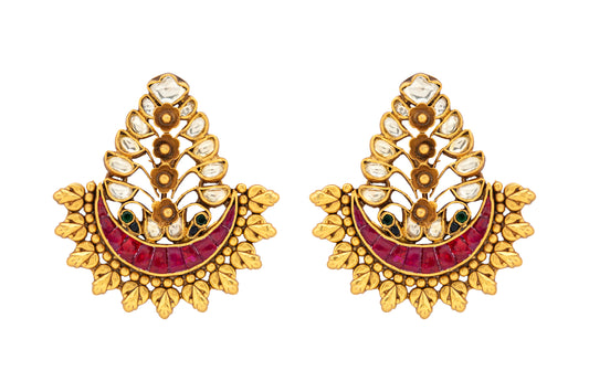 Ruby traditional Polki earrings