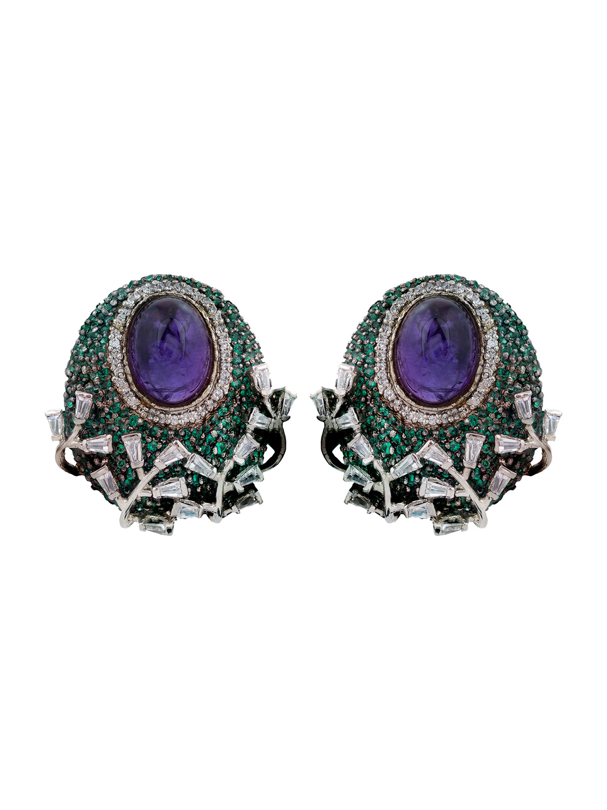 Purple Pota Stone Swarovski Earring