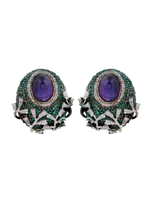 Purple Pota Stone Swarovski Earring