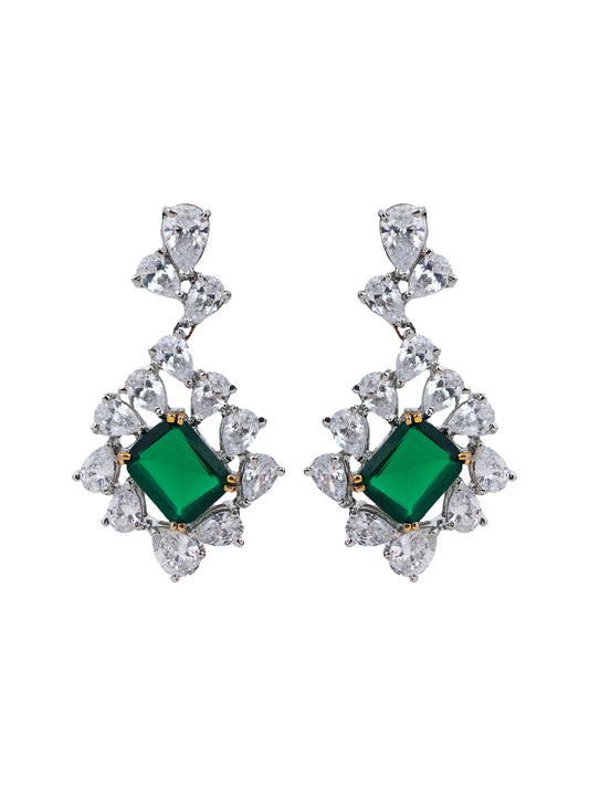 Slanted emeralds earrings