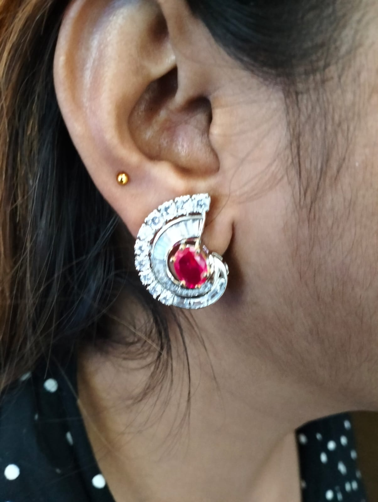 Ruby half earrings