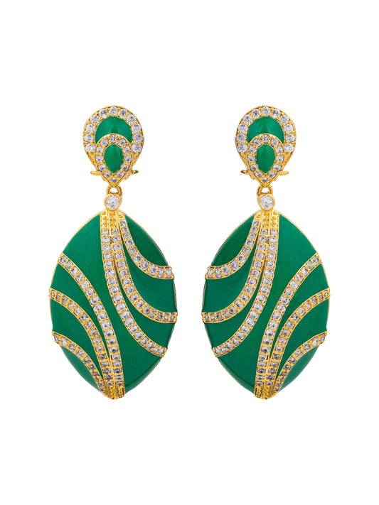 Green and Golden Enamel Swarovski earrings