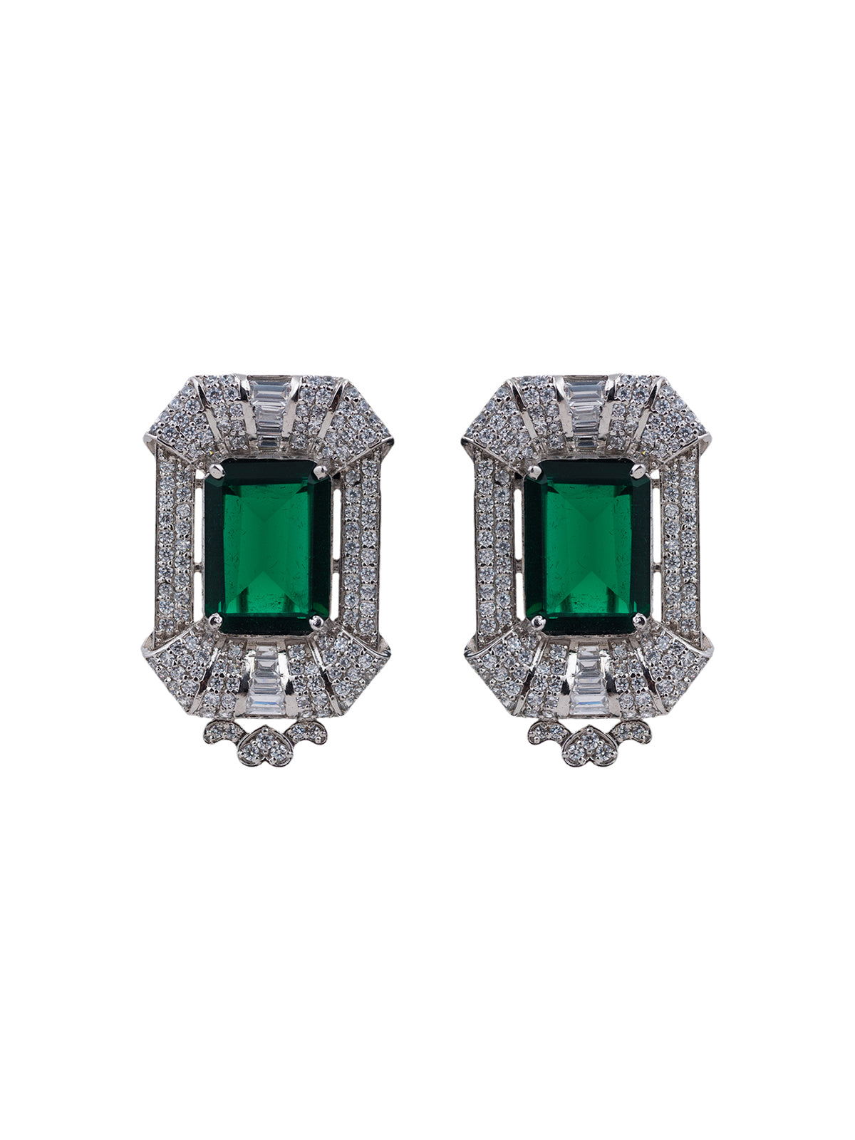 Emerald Rectangle Swarovski Earrings