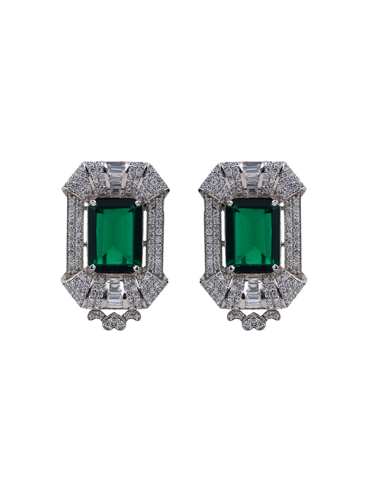 Emerald Rectangle Swarovski Earrings