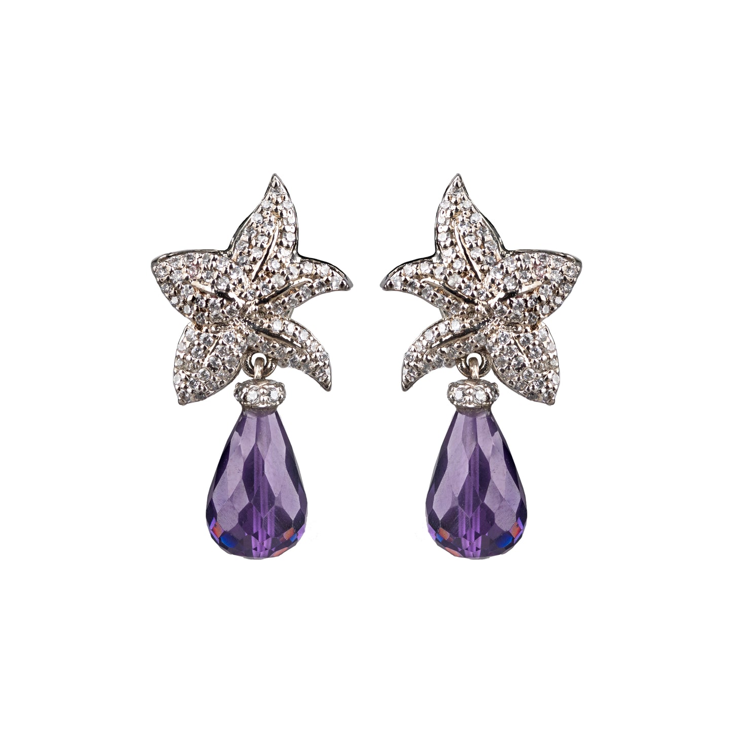 Flower shaped studs with amethyst