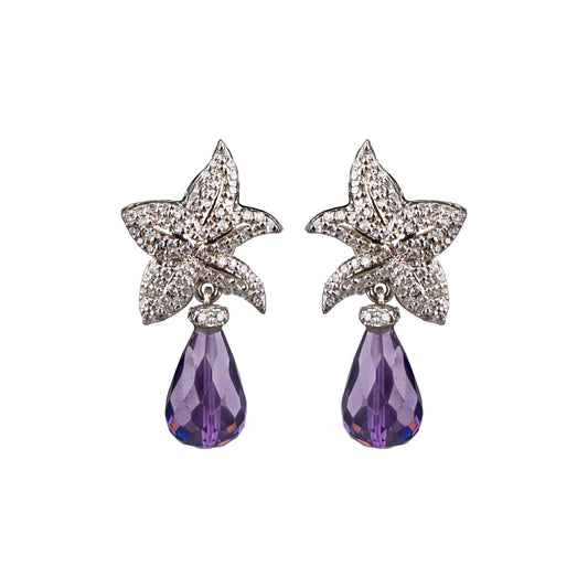 Flower shaped studs with amethyst