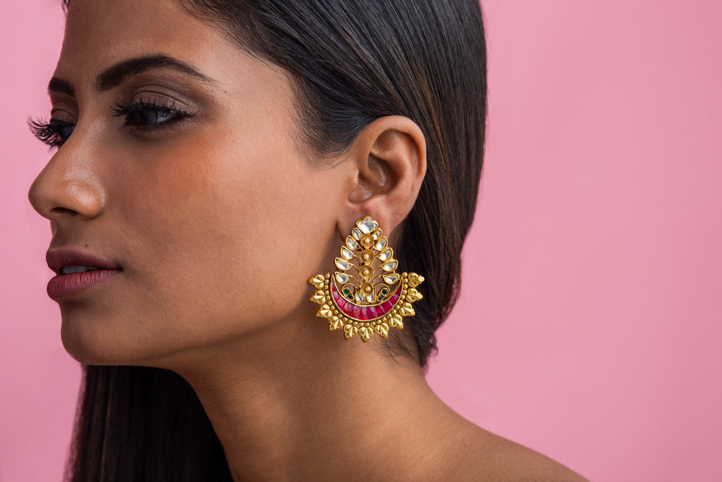 Ruby traditional Polki earrings