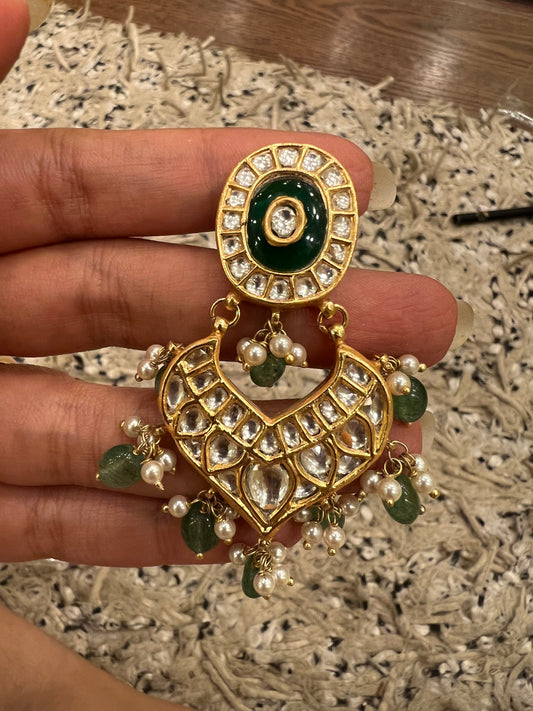 Green Kundan Chandbali