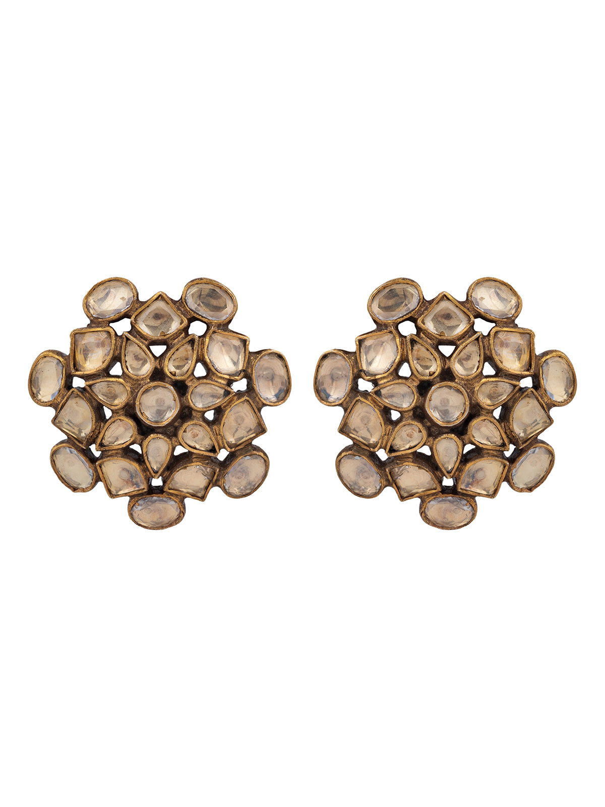 Dull golden abstract earrings