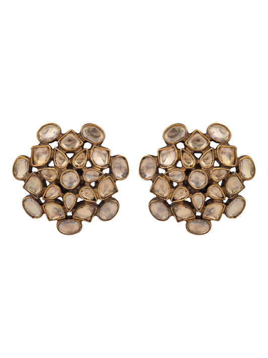 Dull golden abstract earrings