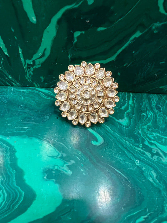 Big size flower polki ring