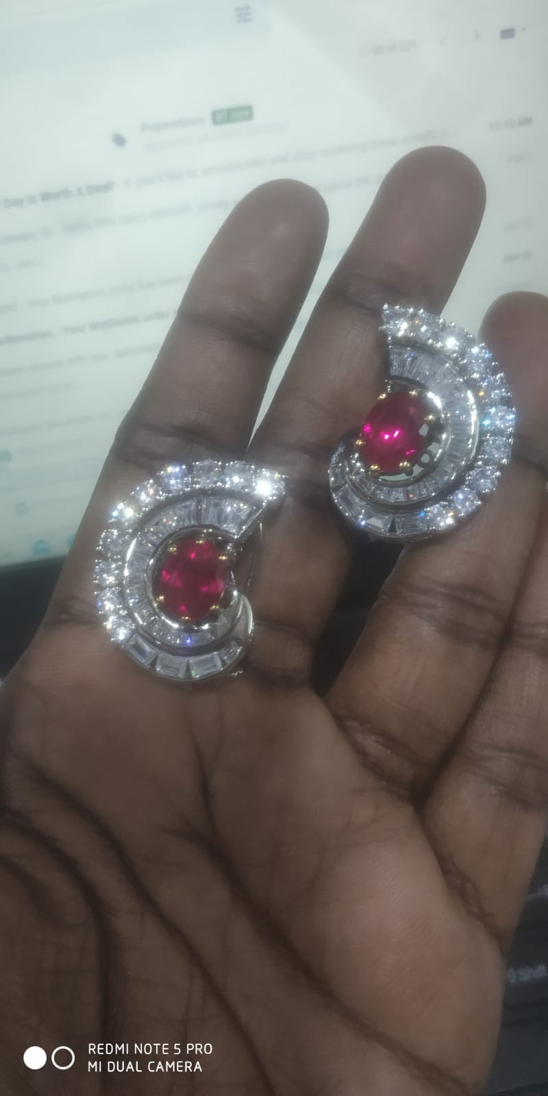 Ruby half earrings