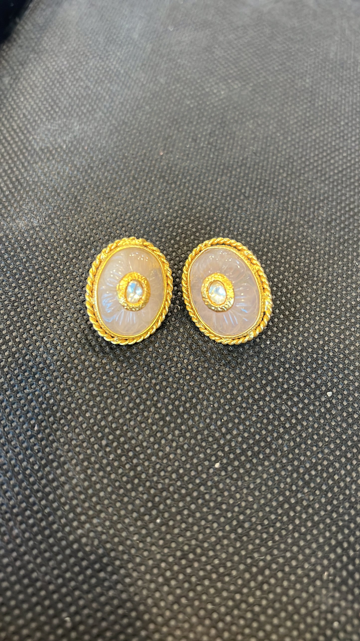 Baby pink oval studs