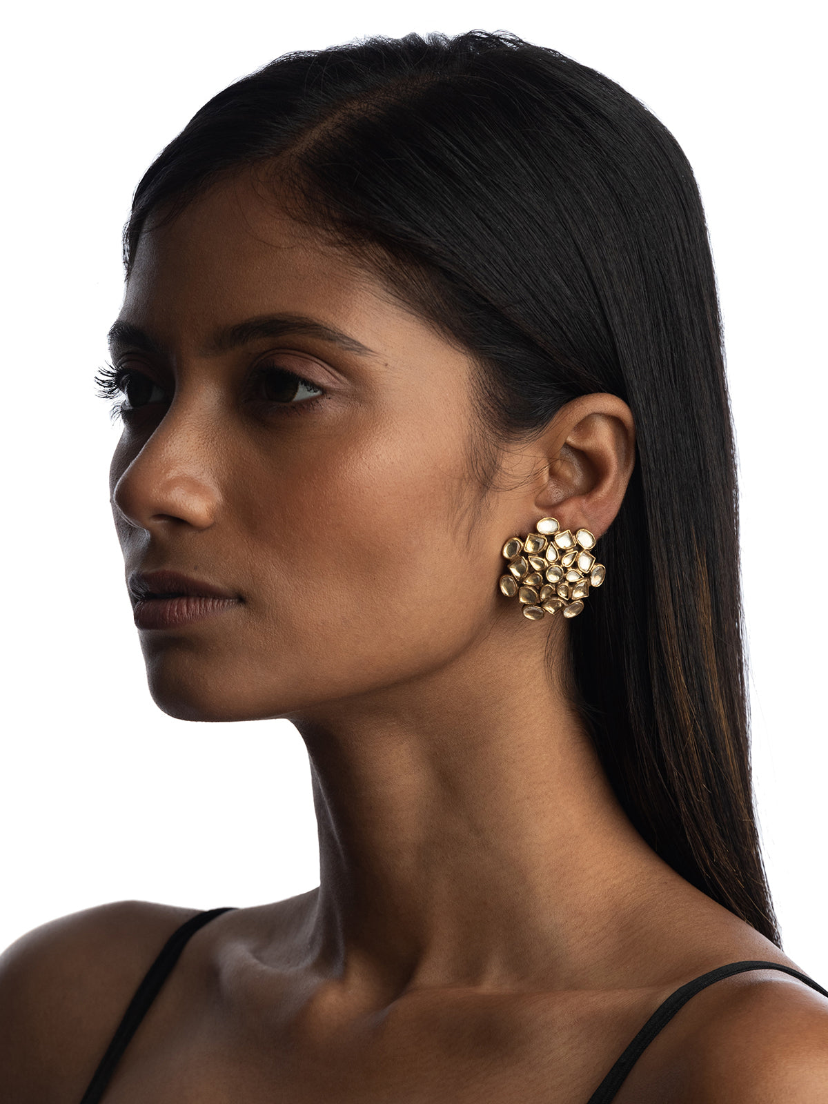 Dull golden abstract earrings