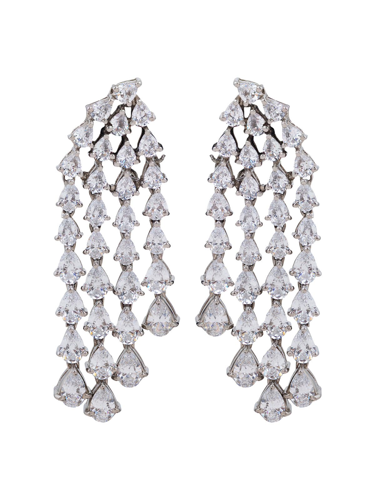 Pear studded chandelier earrings