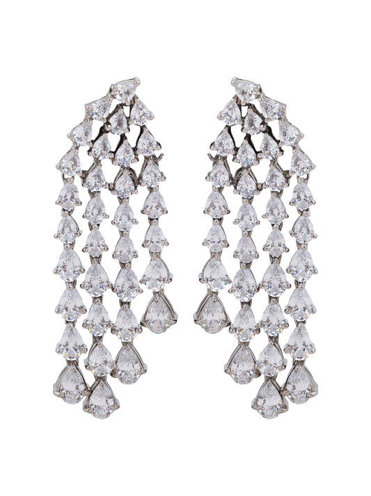 Pear studded chandelier earrings