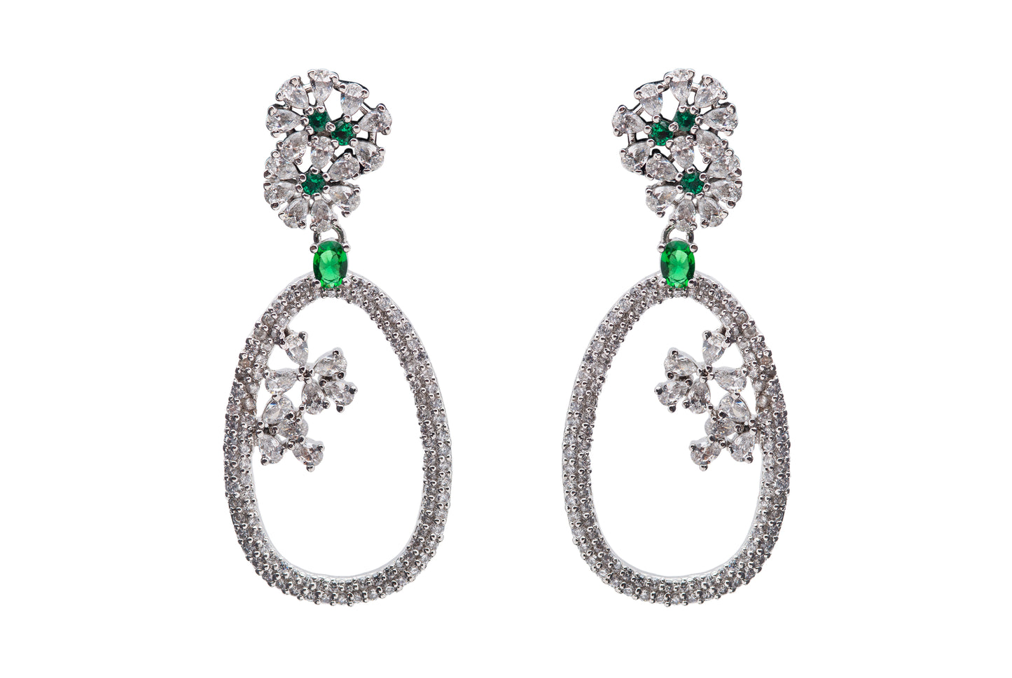 Green loop earrings