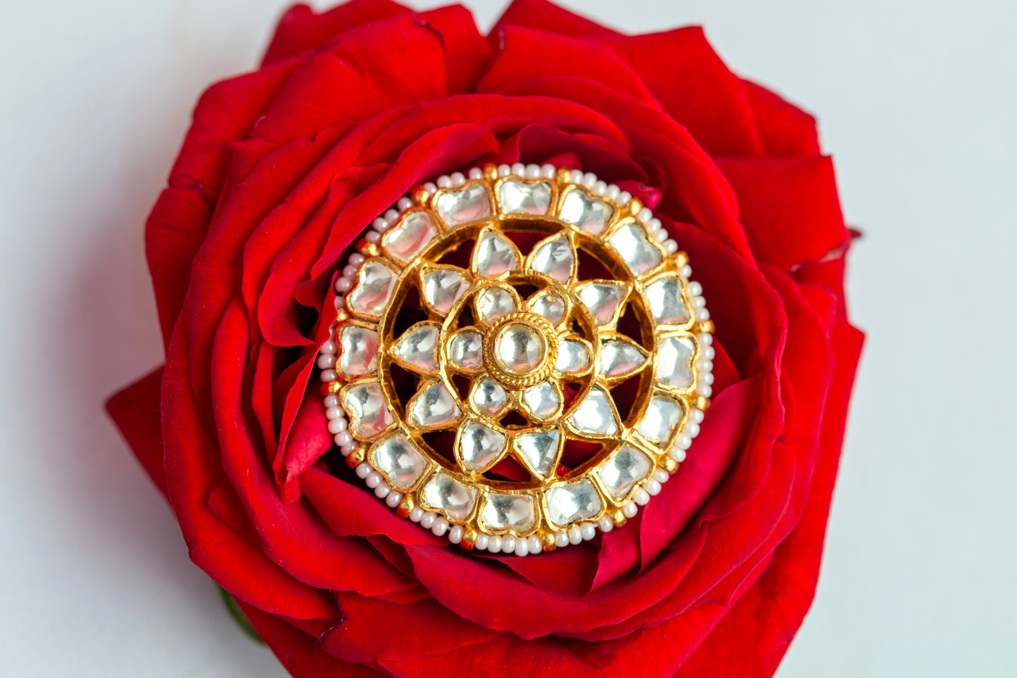 Round polki flower ring