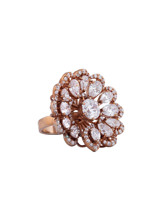 Floral Rose Gold Swarovski Ring